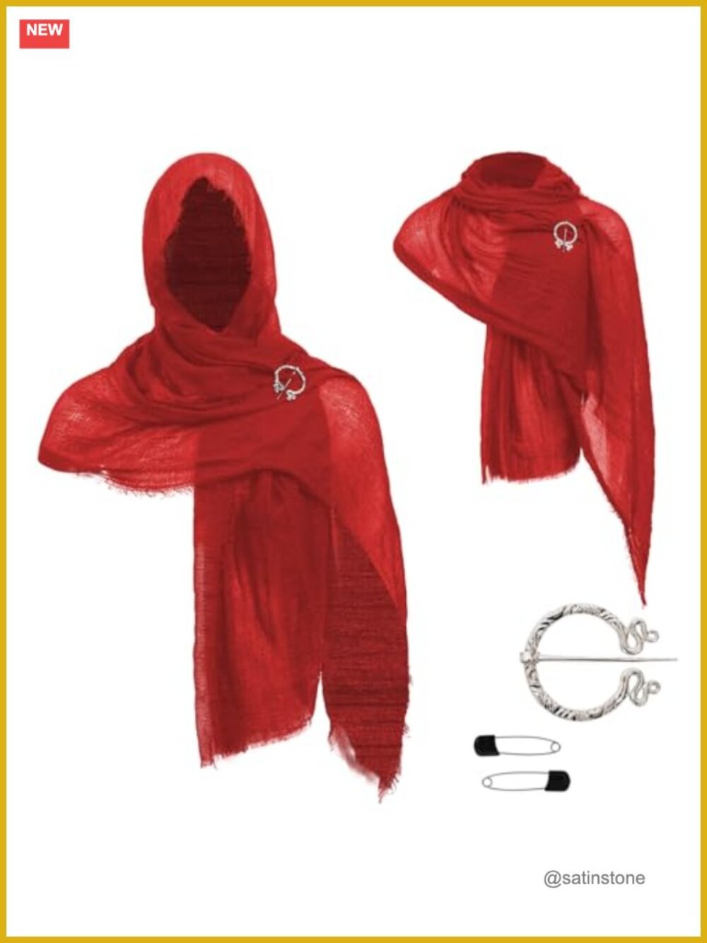 Medieval Hooded Shawl Scarf Renaissance Cowl Cloak Cape Viking Costume